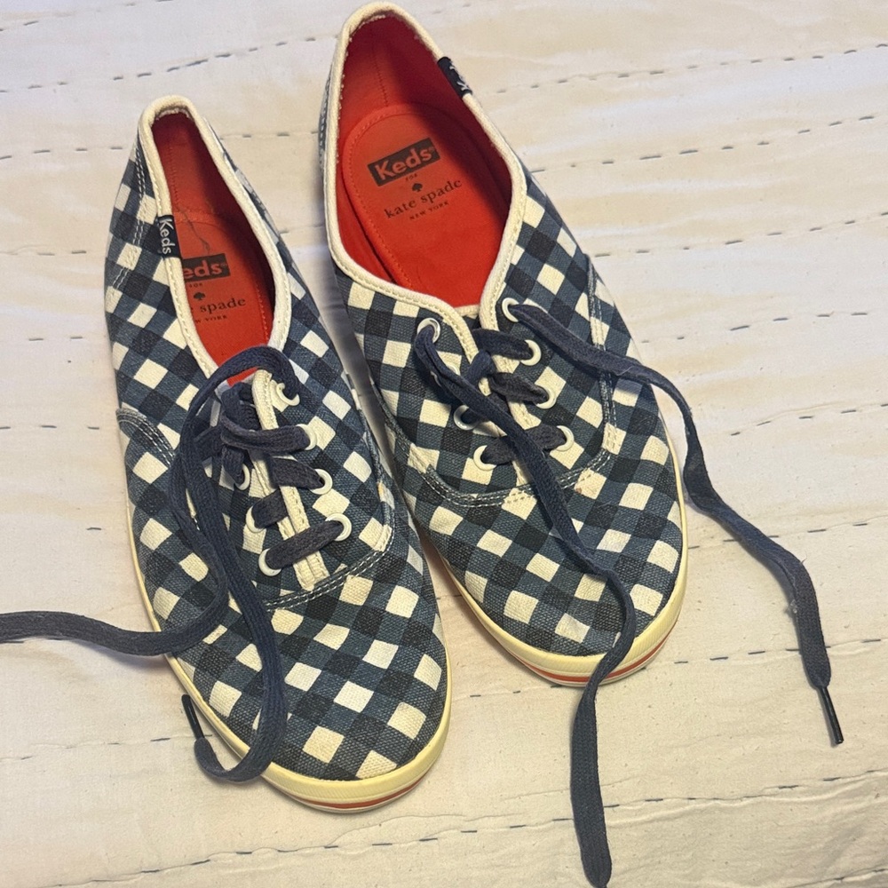 Keds Checkered Sneakers with Red Accents